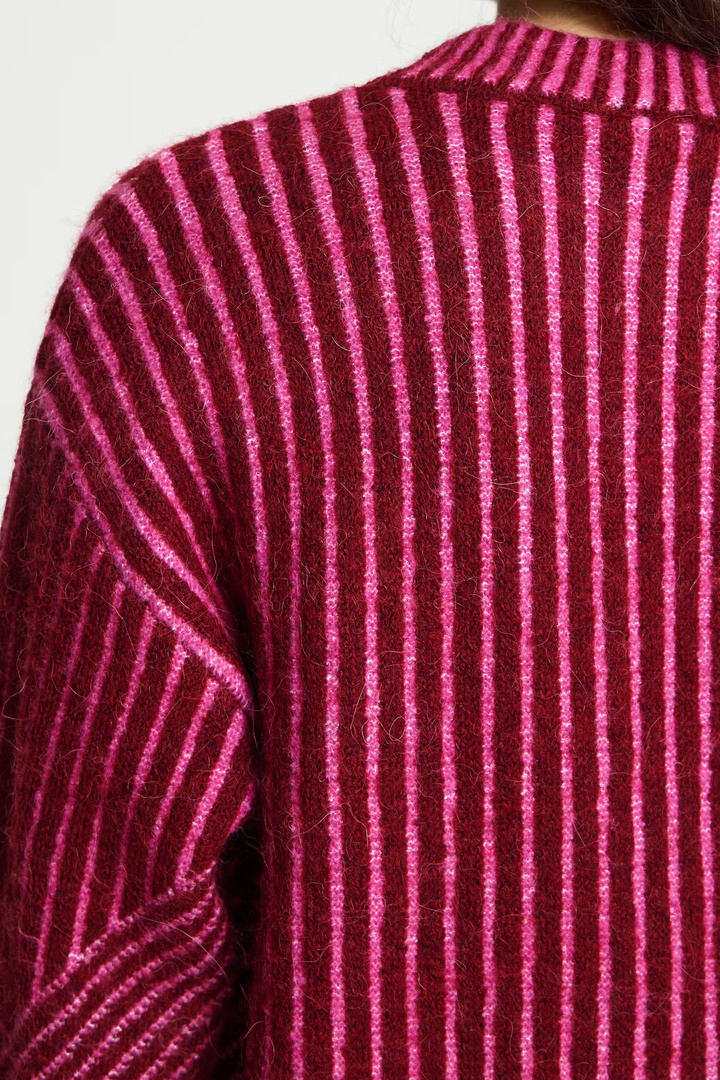HKAMARA Knit Rhododendron Pink Stripe / Red