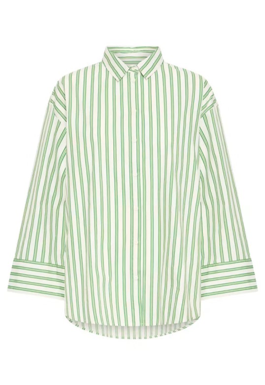 IHGILU Shirt Green & White Stripes