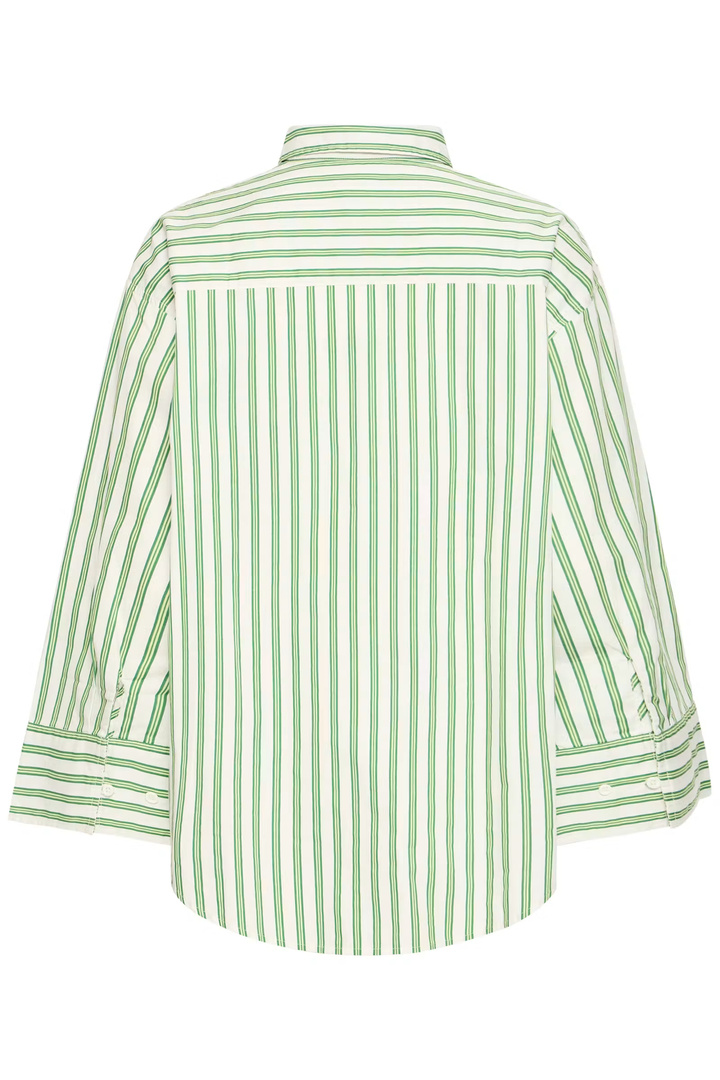 IHGILU Shirt Green & White Stripes