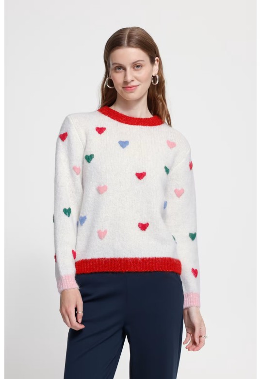 IHBELABLUE Knit Cloud Dancer W Hearts / White