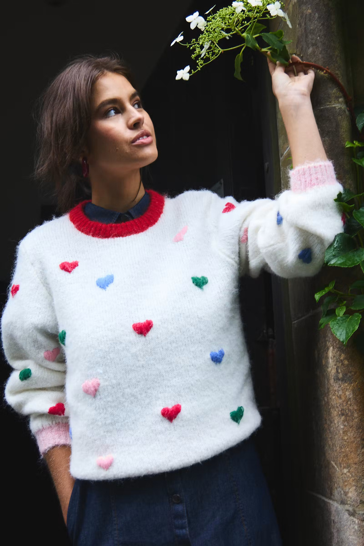 IHBELABLUE Knit Cloud Dancer W Hearts / White