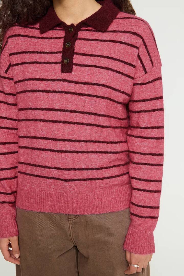 IHSAGE Knit Fruit Dove With Zinfandel Stri / Pink
