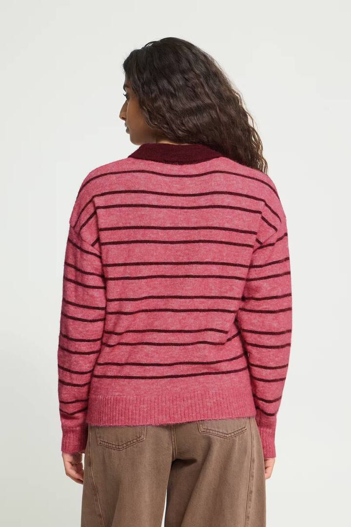 IHSAGE Knit Fruit Dove With Zinfandel Stri / Pink