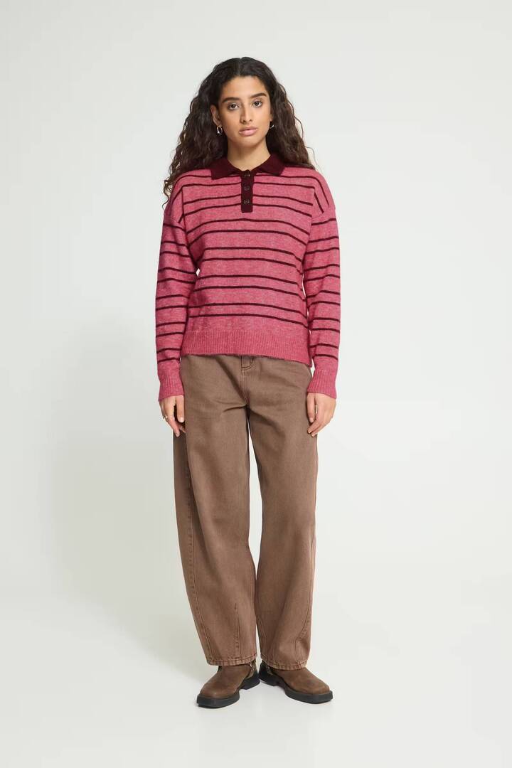 IHSAGE Knit Fruit Dove With Zinfandel Stri / Pink
