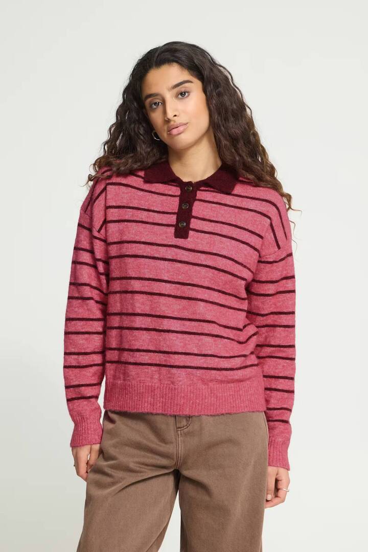 IHSAGE Knit Fruit Dove With Zinfandel Stri / Pink