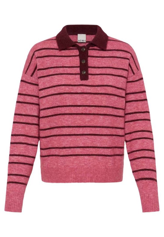 IHSAGE Knit Fruit Dove With Zinfandel Stri / Pink