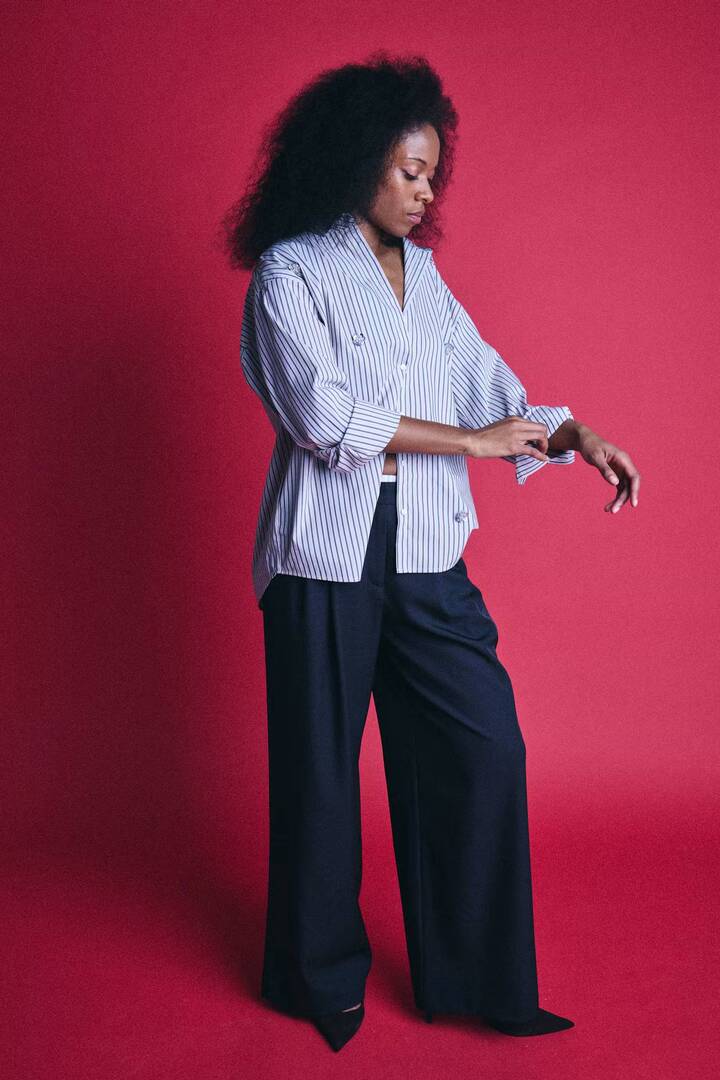 IHJANINE Shirt Grey/Fudge Stripe
