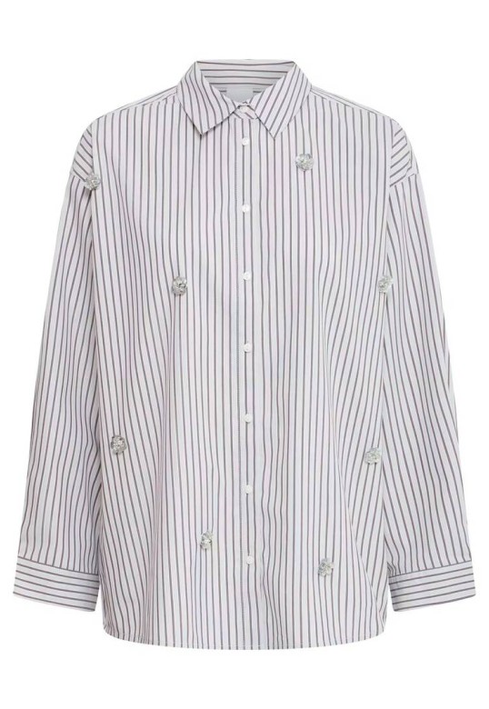 IHJANINE Shirt Grey/Fudge Stripe