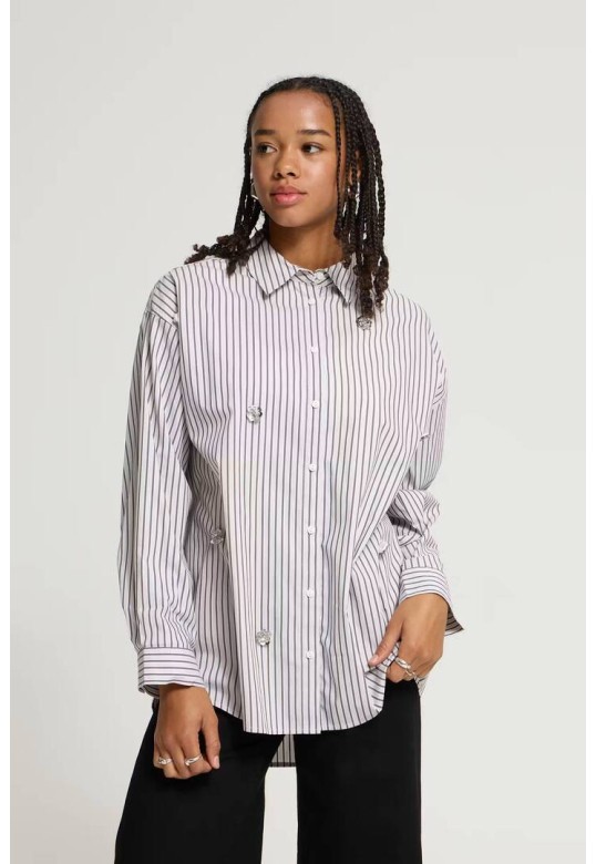 IHJANINE Shirt Grey/Fudge Stripe