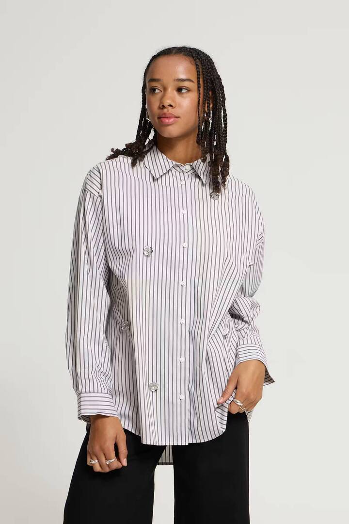 IHJANINE Shirt Grey/Fudge Stripe