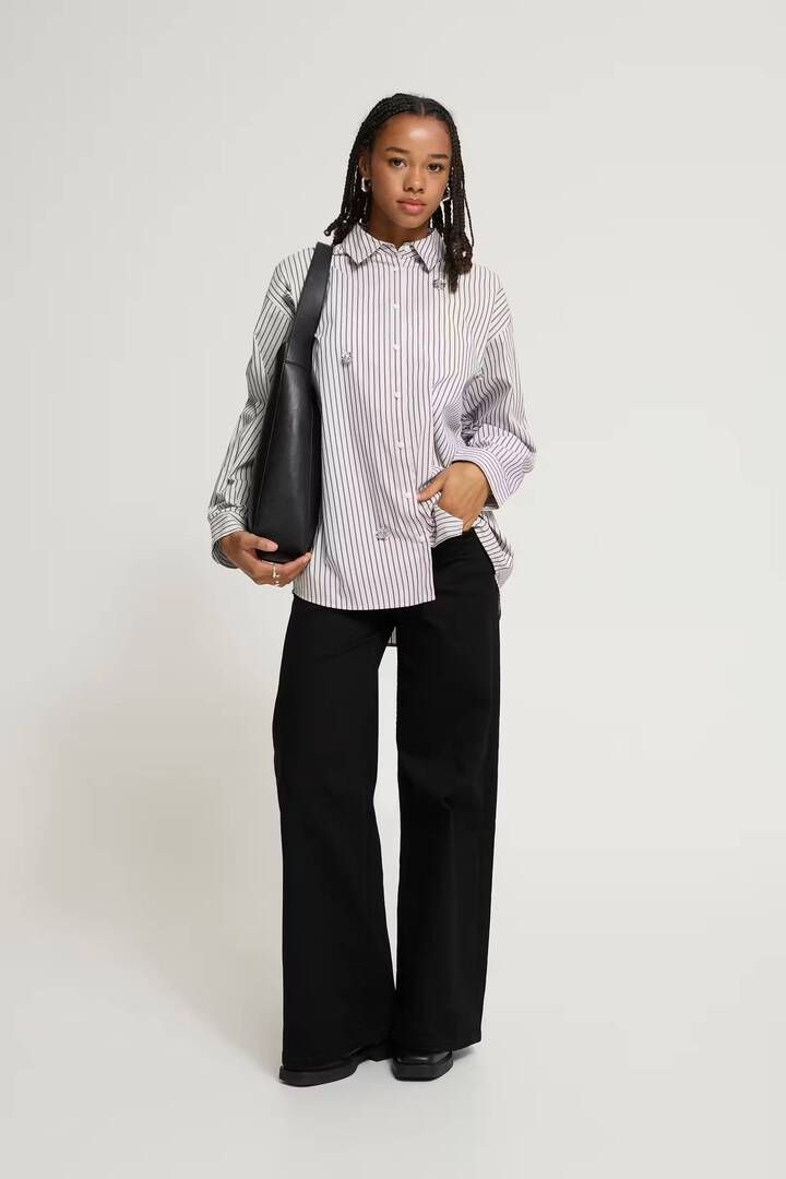 IHJANINE Shirt Grey/Fudge Stripe