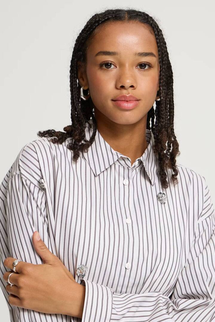 IHJANINE Shirt Grey/Fudge Stripe