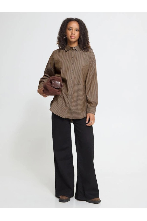 IHGARMI Women's Long Sleeve Shirt CHICORY COFFEE TOASTED COCON