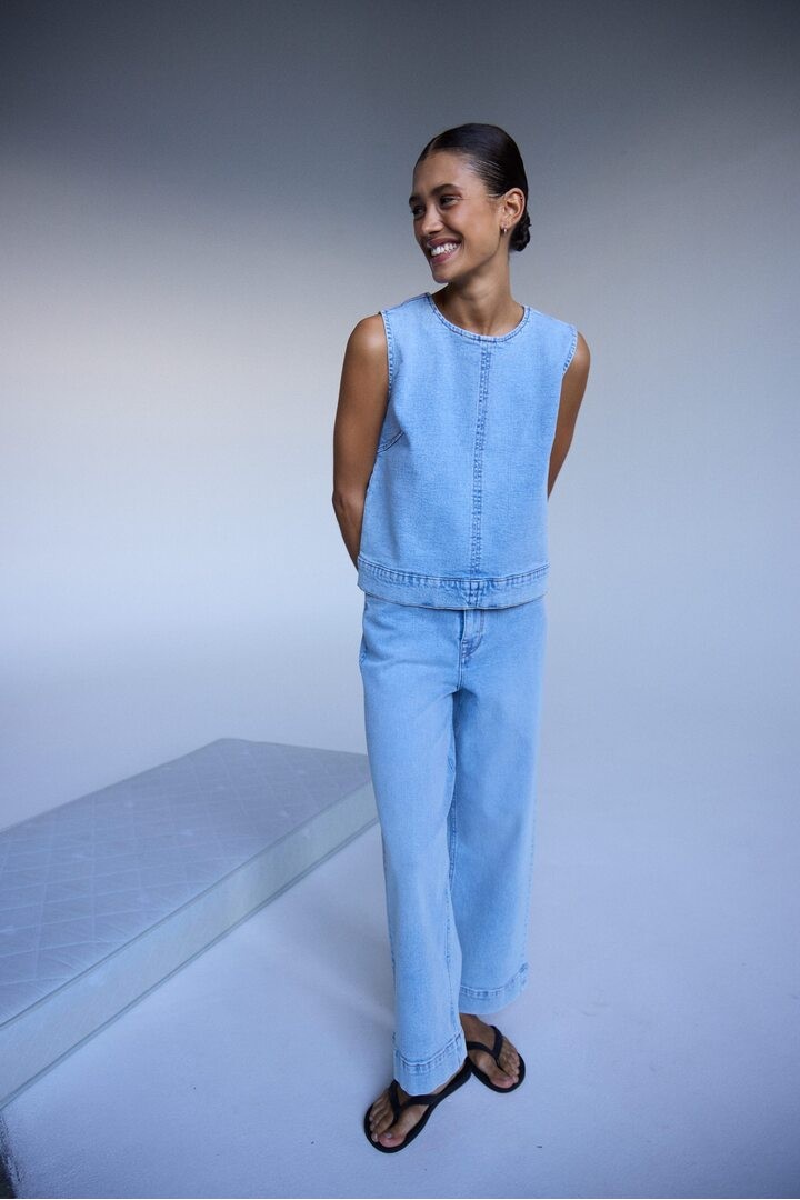 IHARMIOS TOP LIGHT BLUE WASHED