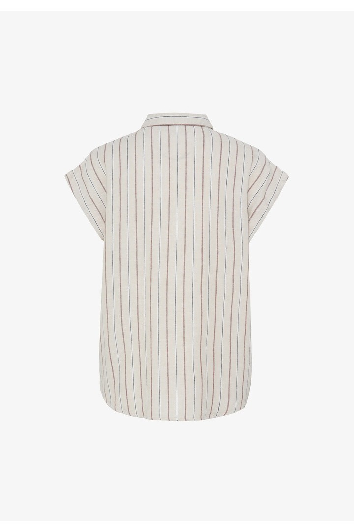 IHLINNO Short-sleeved blouse Brown Stripe / White 