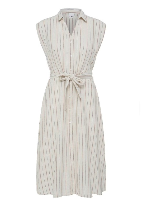 IHLINNO Dress Brown Stripe / White