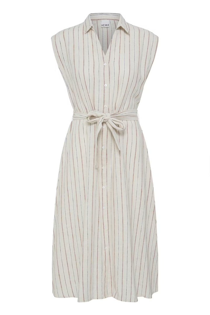 IHLINNO Dress Brown Stripe / White