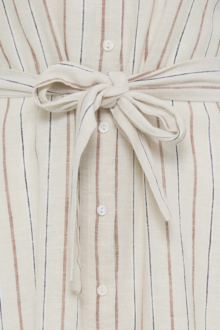 IHLINNO Dress Brown Stripe / White