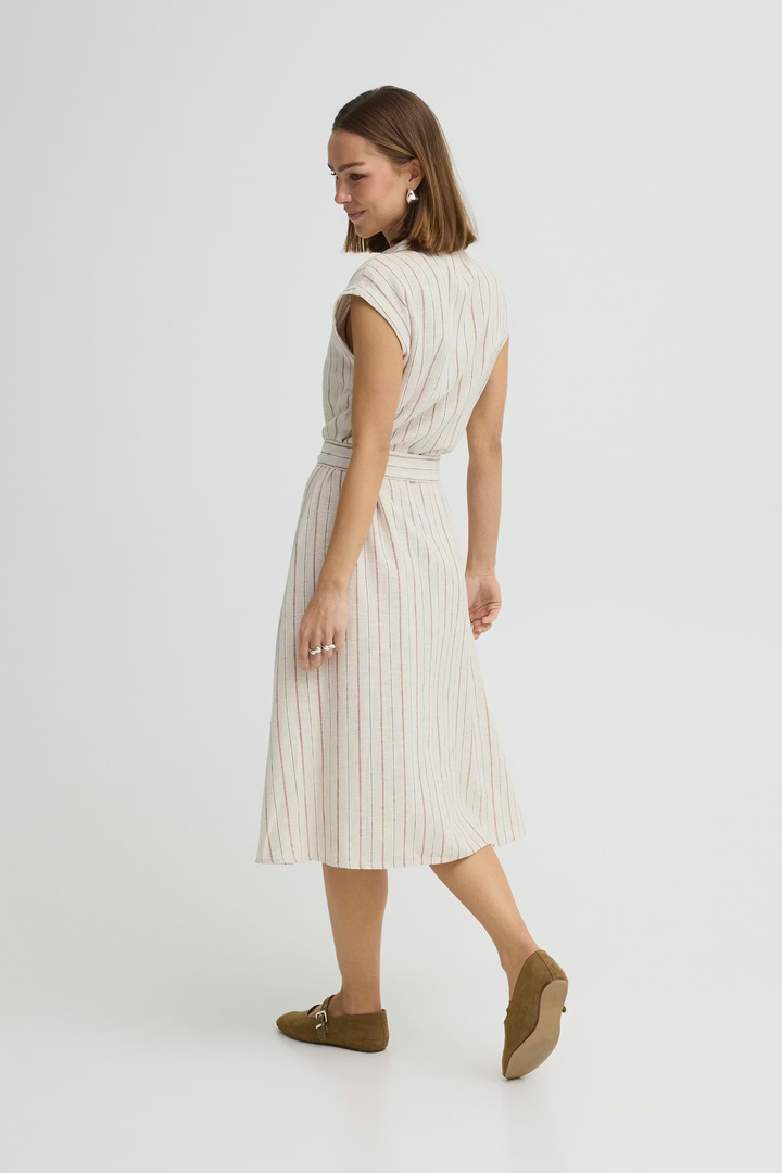 IHLINNO Dress Brown Stripe / White