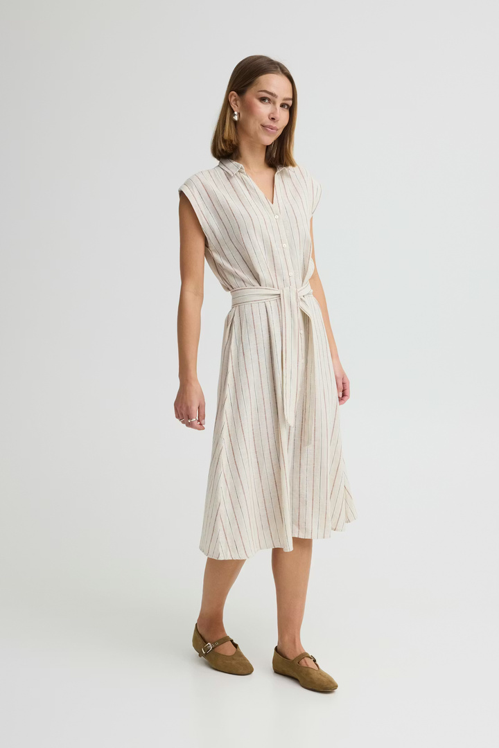 IHLINNO Dress Brown Stripe / White