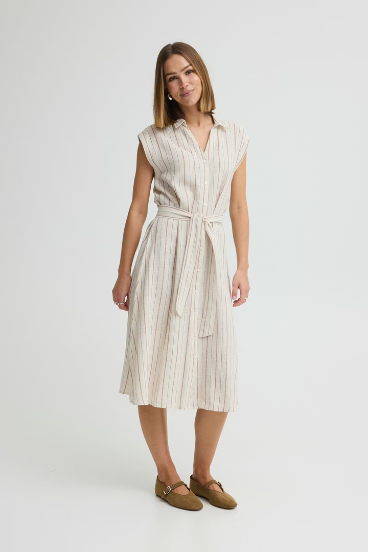 IHLINNO Dress Brown Stripe / White