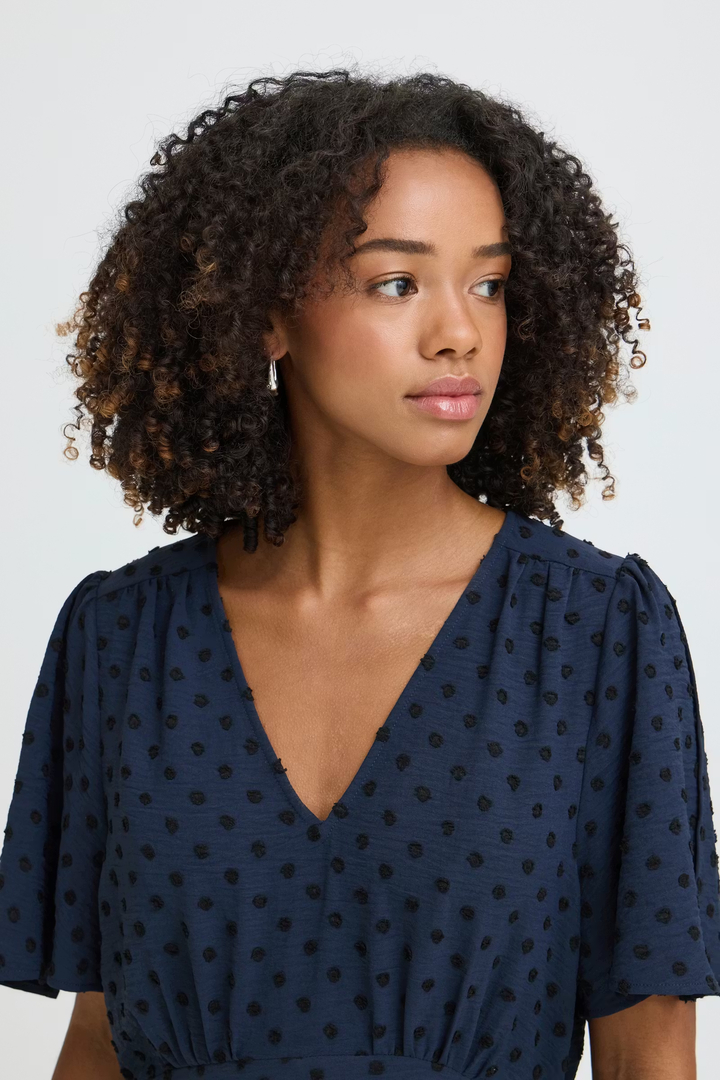 IHZABBY Dress Graphic Dot Total Eclipse W Tot / Blue