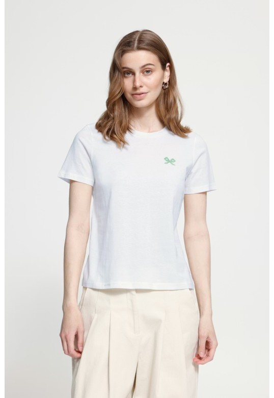 IHCAMINNA T-shirt Cloud Dancer/Light Grass Green / White