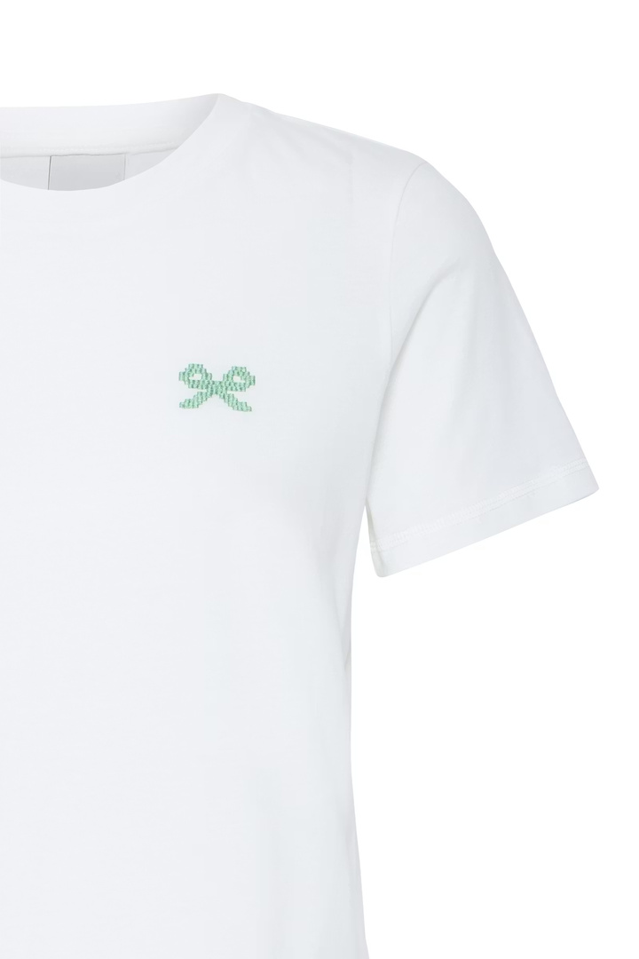 IHCAMINNA T-shirt Cloud Dancer/Light Grass Green / White