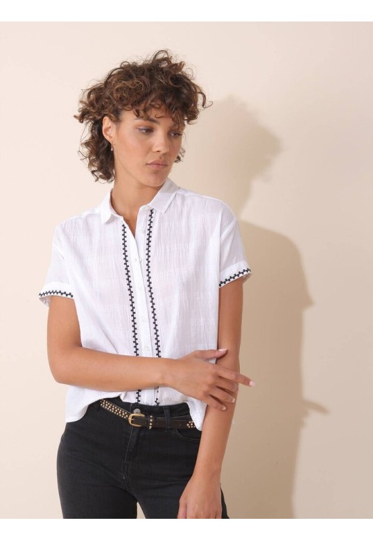 EMBROIDERED COTTON SHIRT WHITE
