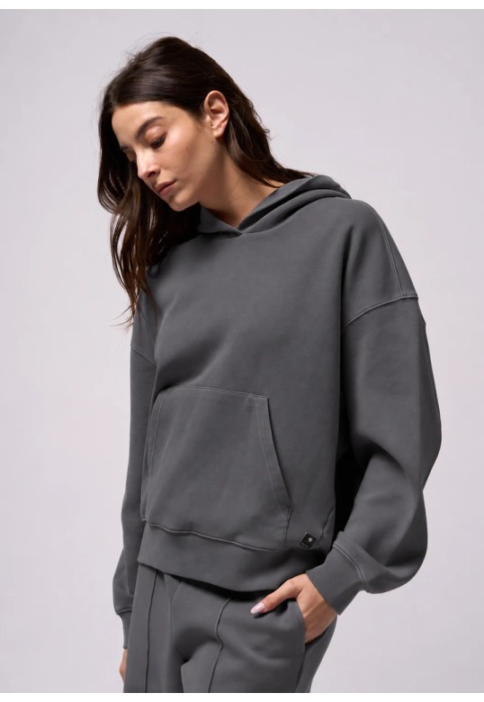 LIRUN - OVERSIZED HOODED SWEATSHIRT IRON GATE