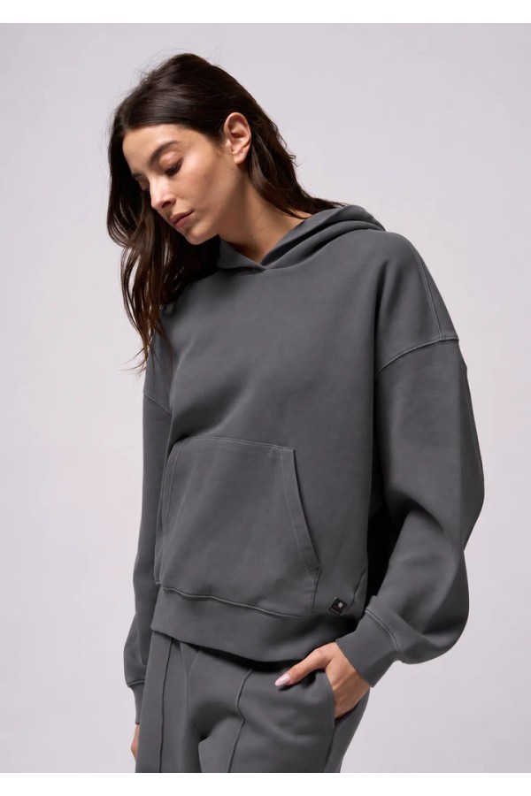 LIRUN - OVERSIZED HOODED SWEATSHIRT IRON GATE