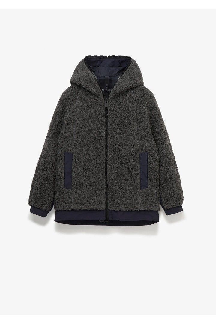 PEEBLES SHERPA HOODED JACKET QW493-02 DARK GREY