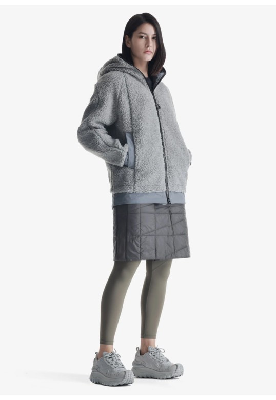 PEEBLES SHERPA HOODED JACKET QW493-32 GREY