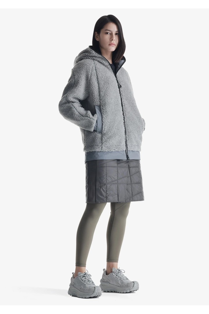 PEEBLES SHERPA HOODED JACKET QW493-32 GREY