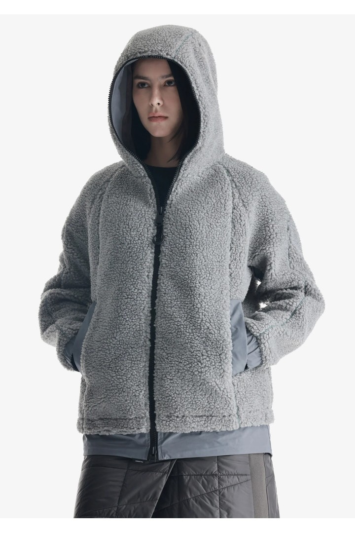 PEEBLES SHERPA HOODED JACKET QW493-32 GREY