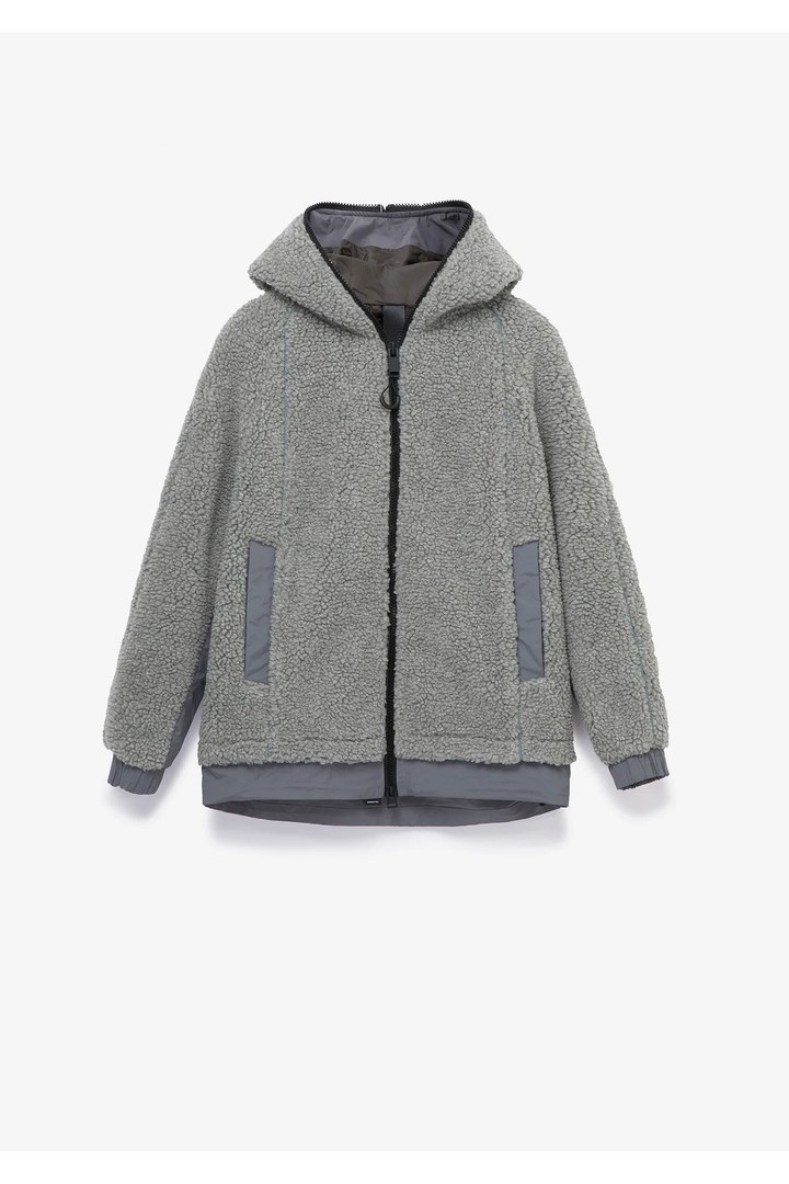 PEEBLES SHERPA HOODED JACKET QW493-32 GREY