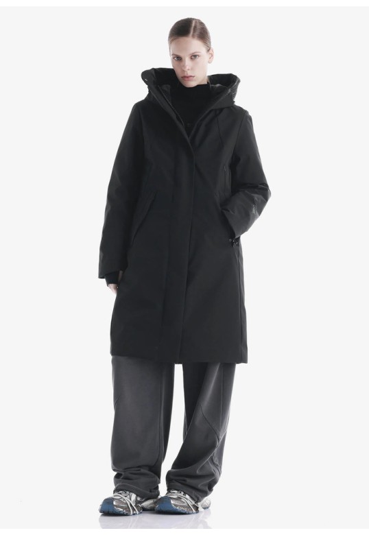 GAIA Technical Fabric Long Parka Black