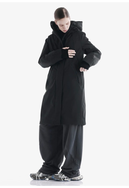 GAIA Technical Fabric Long Parka Black