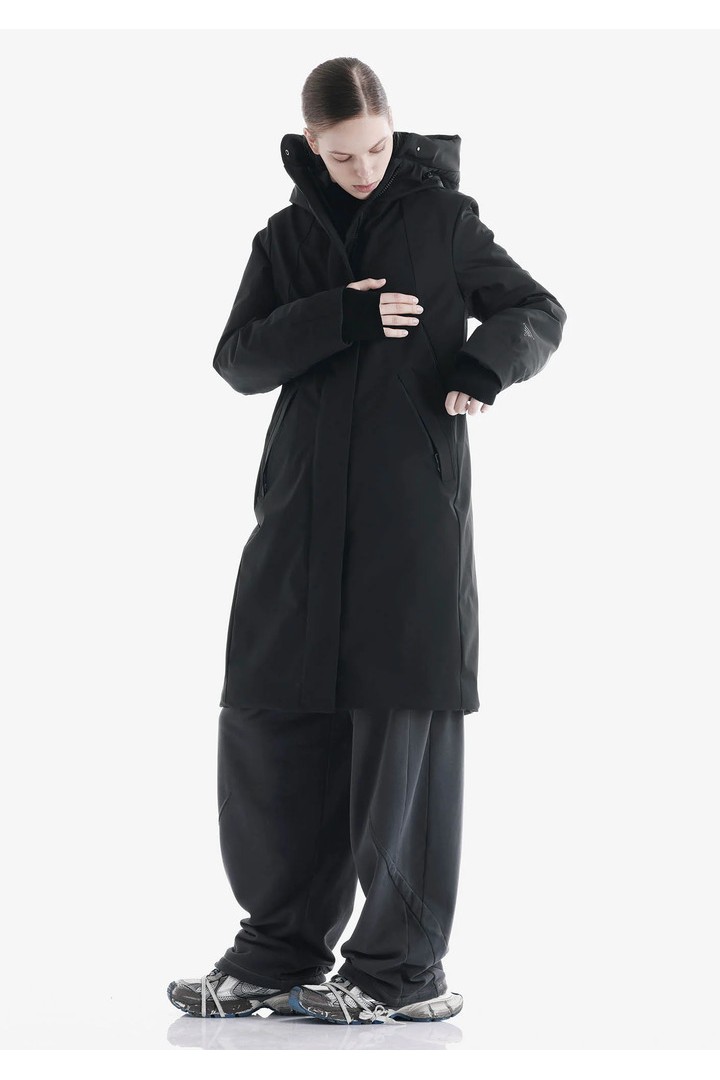 GAIA Technical Fabric Long Parka Black