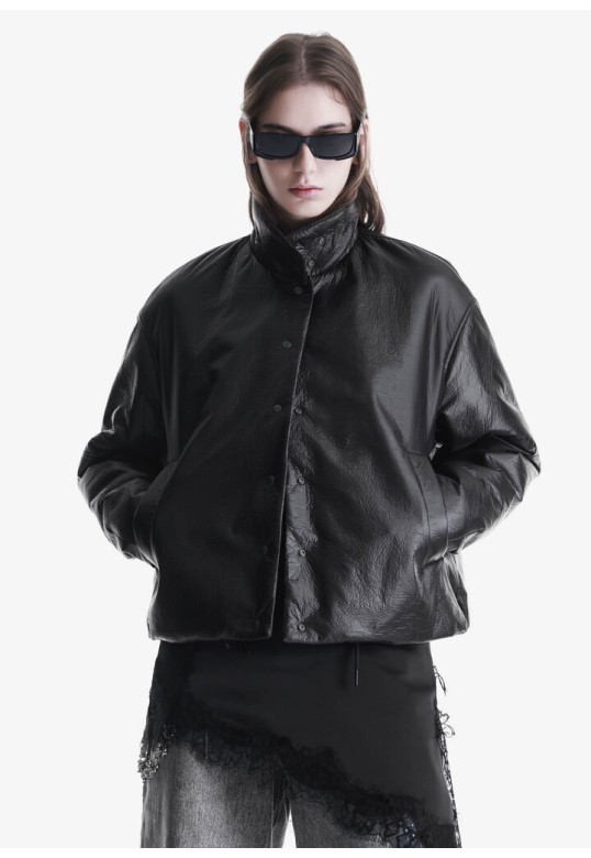 Theta faux leather bomber Black