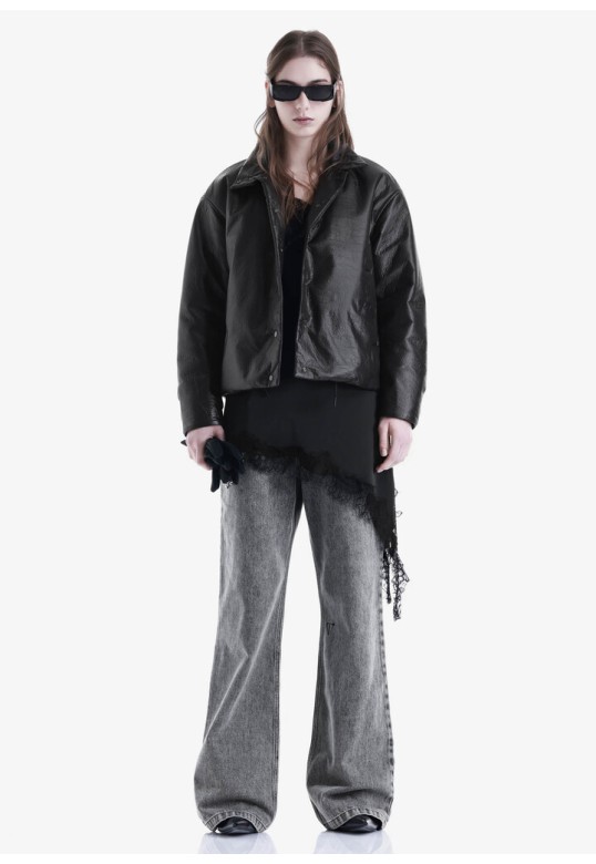 Theta faux leather bomber Black