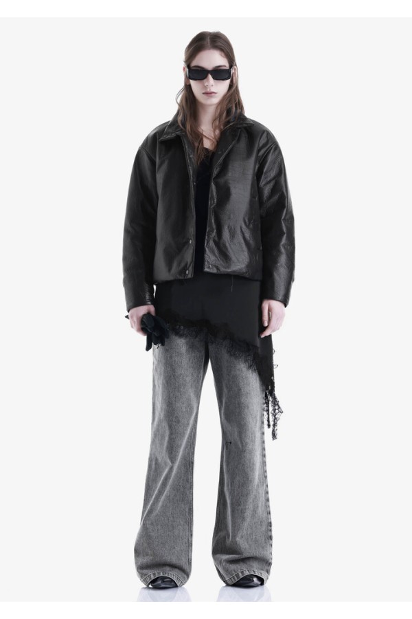 Theta faux leather bomber Black