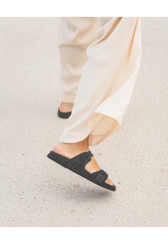 CORFU FOOTBED - BLACK/BLACK SUEDE