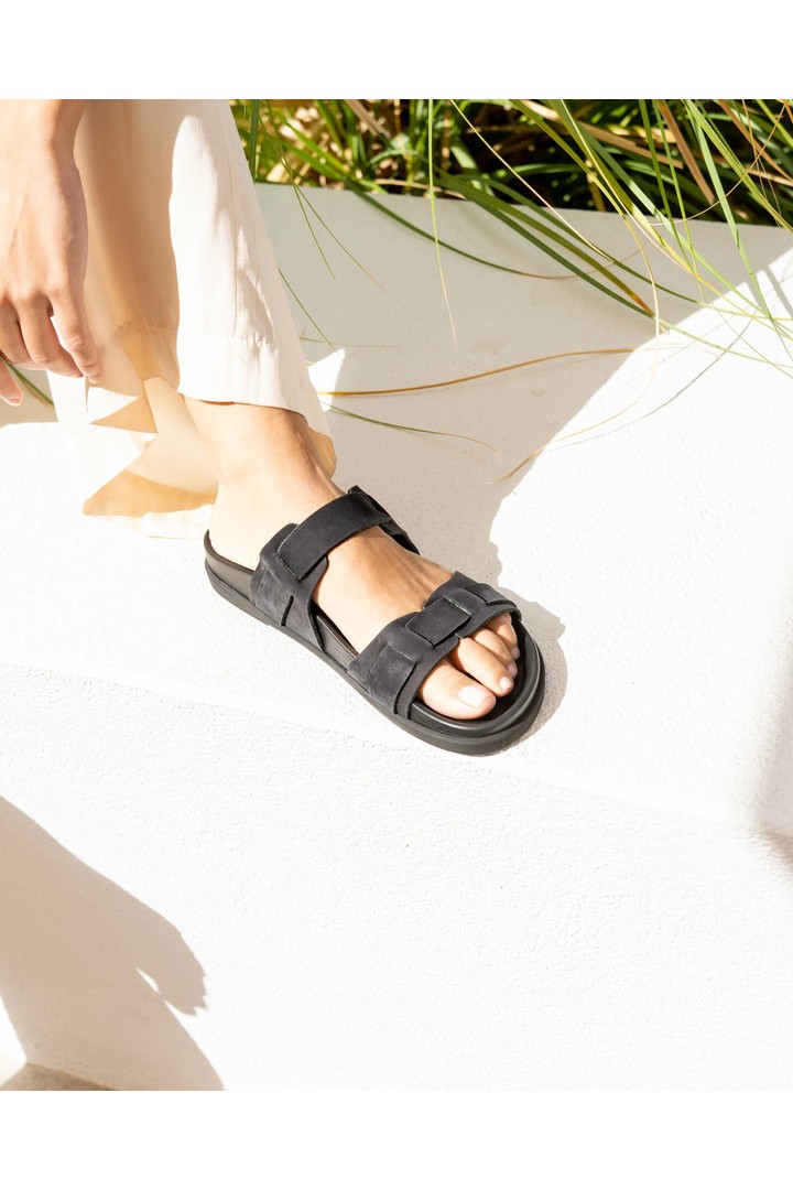 CORFU FOOTBED - BLACK/BLACK SUEDE