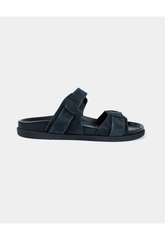 CORFU FOOTBED - BLACK/BLACK SUEDE
