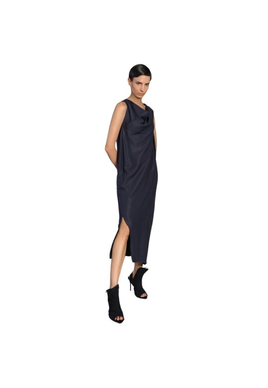 KYRKOF DRAPE DRESS NAVY