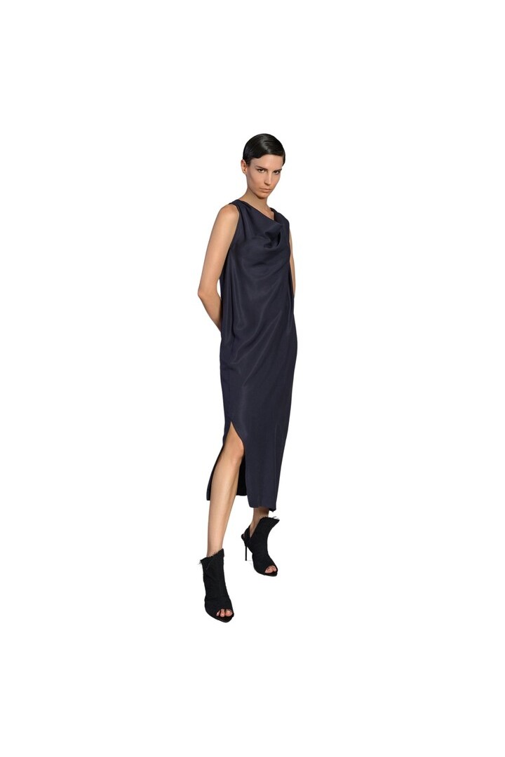 KYRKOF DRAPE DRESS NAVY