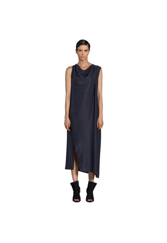 KYRKOF DRAPE DRESS NAVY