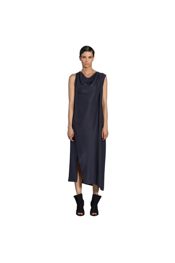 KYRKOF DRAPE DRESS NAVY