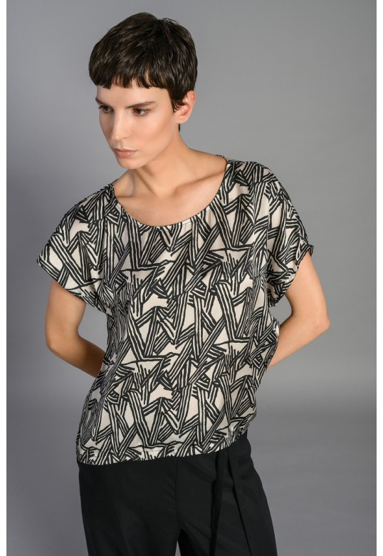 LENA/P PRINTED BLOUSE VANILLA BLACK